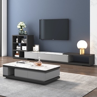 Meuble TV scandinave haut de gamme en bois à lignes épurées, ensemble de meubles de télévision combinés