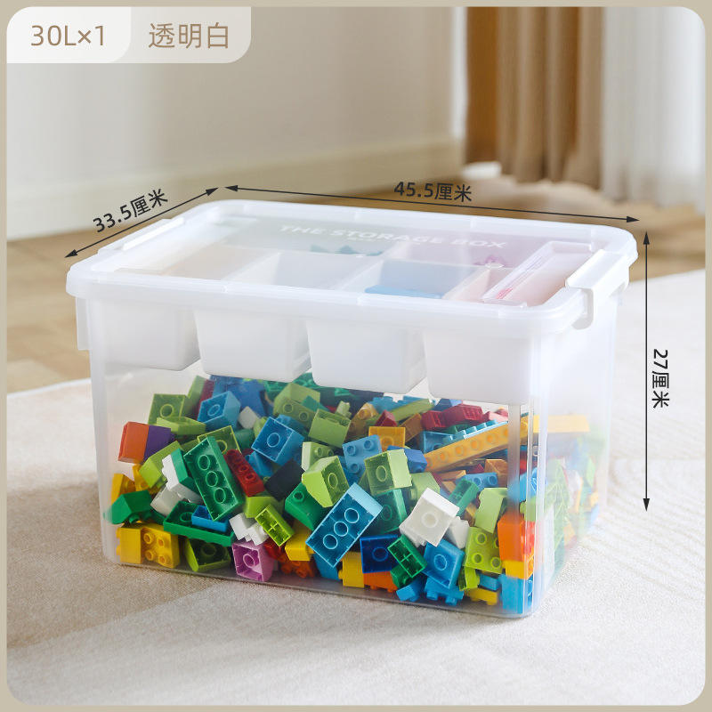 Boîte de rangement à compartiments 30l transparent blanc