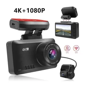 Magnetische Base Auto Camera Gps 4K Dashcam Voor En Achter Dubbele Camera 4K Wifi Draadloze Dash Cam