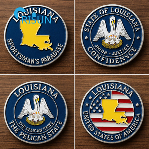 Pièces commémoratives personnalisées avec drapeau et carte de la Louisiane de la Nouvelle-Orléans, médaillon souvenir de l'État, pièce de défi personnalisée de la Louisiane - Product Image 2