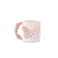 Mug en céramique créatif rose papillon 500ml, mignon, pour couple, souvenir de fête, boîte cadeau, compatible micro-ondes et lave-vaisselle, design dessin animé