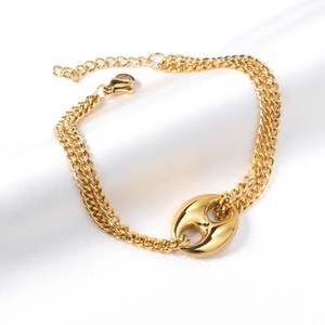 Fashion Minimalist <b>Bracelet</b> Statement Wholesale Stainless Steel Jewelry 18k PVD Gold Plated Chunky <b>Metal</b> Chain Charm <b>Bracelet</b> - Product Image 3