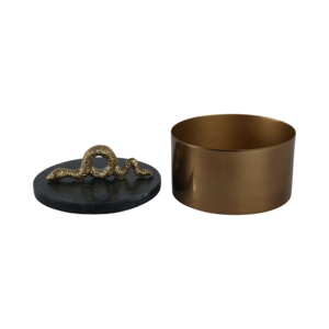 Scatola Decorativa Rotonda con Coperchio in Marmo e Manico a Forma di Serpente, Contenitore in Metallo per Oggetti Preziosi, Decorazione per Soggiorno - Product Image 2