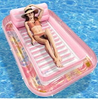 Matelas flottant gonflable en PVC avec oreiller, lit flottant en plastique pour les activités aquatiques