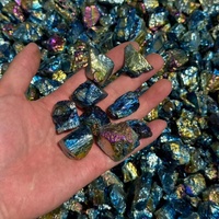Cristal de Tourmaline Noire avec Revêtement Angel Aura, Pierres Brutes Naturelles en Gros, Minéraux de Quartz Électroplaqués pour Magasin de Cadeaux