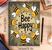 Carnet à spirales A5 personnalisé avec logo, retour à l'école, imprimé avec des abeilles, pour les étudiants, reliure spirale, couverture en papier souple, journal à ouverture plate