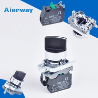 Interruptor Rotatorio Selector Aierway XB4-BD33 de 22 mm, 1NO/2NO, 2/3 Posiciones, Autobloqueante, 1NC