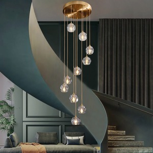 Hotel escalera decoración escaleras vestíbulo hotel moderno gran espiral larga esfera bola de cristal araña - Product Image 5