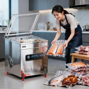 เครื่องซีลสูญญากาศอัตโนมัติแบบห้องเดียวสำหรับอุตสาหกรรมและพาณิชย์ พร้อมฟิล์มและถุงแบบตั้งได้ - Product Image 1