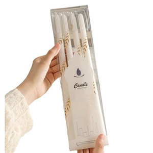 Nuovo Arrivo Set Regalo di 4 Candele Alte Affusolate Artigianali in Cera d'Api e Paraffina con Motivo Art Déco, Senza Fumo, per Bar - Product Image 5