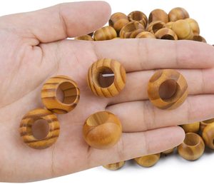 Perles en bois, 100 pièces de 20mm de diamètre, amples et rondes, perles d'espacement avec grand trou (10mm), perles artisanales en bois avec beau Grain pour DI - Product Image 5