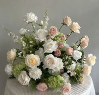 F177 Blanc Vert Luxe Haute Qualité Usine en ligne Boules de fleurs artificielles en soie pour centres de table de mariage et décoration