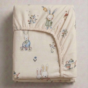 Drap-housse en Lyocell 40S doux pour la peau, motif lapin de dessin animé pour enfants, literie respirante et naturellement fraîche pour la maison - Product Image 2