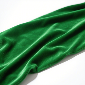 Hot Bán Cao Đàn Hồi Tricot Warp Dệt Kim Vải Nhung 94% Polyester 6% Đàn Hồi Thoáng Khí Chất Lượng Cao Màu Xanh Lá Cây Vải May Mặc - Product Image 2