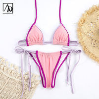 Maillot de bain OEM sexy avec cordon de serrage bas effronté maillot de bain pour femmes maillot de bain personnalisé bikini à nouer sur le côté en bas