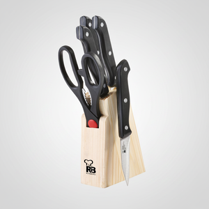 Set da 6 Pezzi (4 Coltelli + Forbici + Blocco) in Acciaio Inossidabile - Legno - Collezione Bonn - Product Image 2