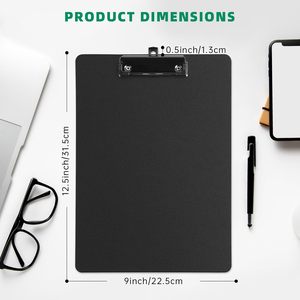 Máy tính bảng nhựa A4 với móc có thể thu vào và clip cấu hình thấp, 6 viên/Bộ máy tính bảng màu đen, thích hợp cho các trường học văn phòng. - Product Image 3