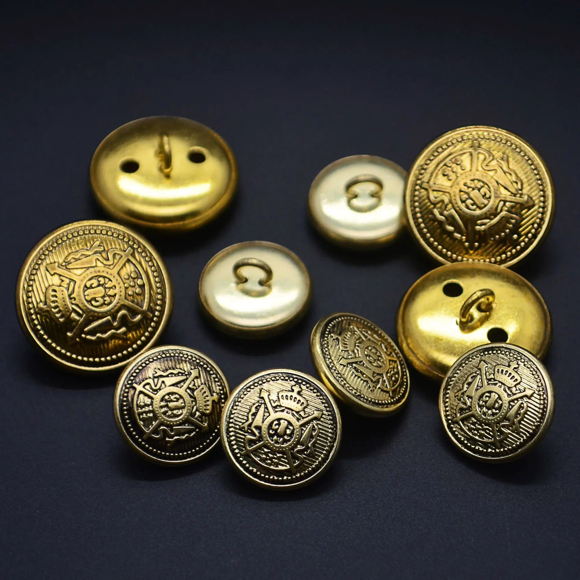 Embossed Suit Jacket Blazer Coat Shank Buttons for Clothes Gold Custom Brass Zinc Alloy Custom Metal Luxury Custom Logo Plating