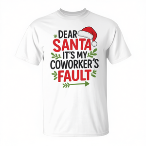 Camiseta de Navidad con la frase "Estimado Papá Noel, es la culpa de mis compañeros de trabajo", unisex, para adultos, manga corta, cuello redondo, impresión digital, promocional - Product Image 2