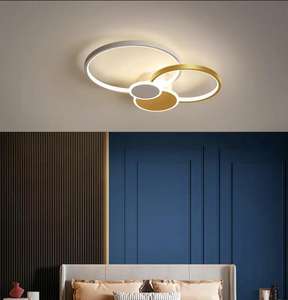 Lámpara de anillo de araña negra dorada de estilo moderno, luces de techo LED circulares, cubierta acrílica, interruptor de Base de hierro, dormitorio montado en superficie - Product Image 5