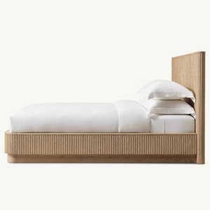 Cama de Plataforma de Roble Macizo de Alta Calidad, Moderna y Minimalista, Modelo Mulholland, Cama Suave con Panel, Extra Grande, Juego de Muebles de Dormitorio de Lujo, 10 Años de Garantía - Product Image 3
