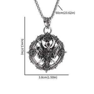 Collar con Colgante de Rueda Giratoria Gótica <span class=keywords><strong>Retro</strong></span>, Estilo Samurái Diablo, para Hombre, Joyería de Estilo Vikingo - Product Image 4