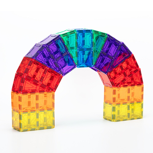 Juego de bloques de construcción de azulejos magnéticos para niños, juguete de construcción de arcoíris, <span class=keywords><strong>100</strong></span> piezas - Product Image 3