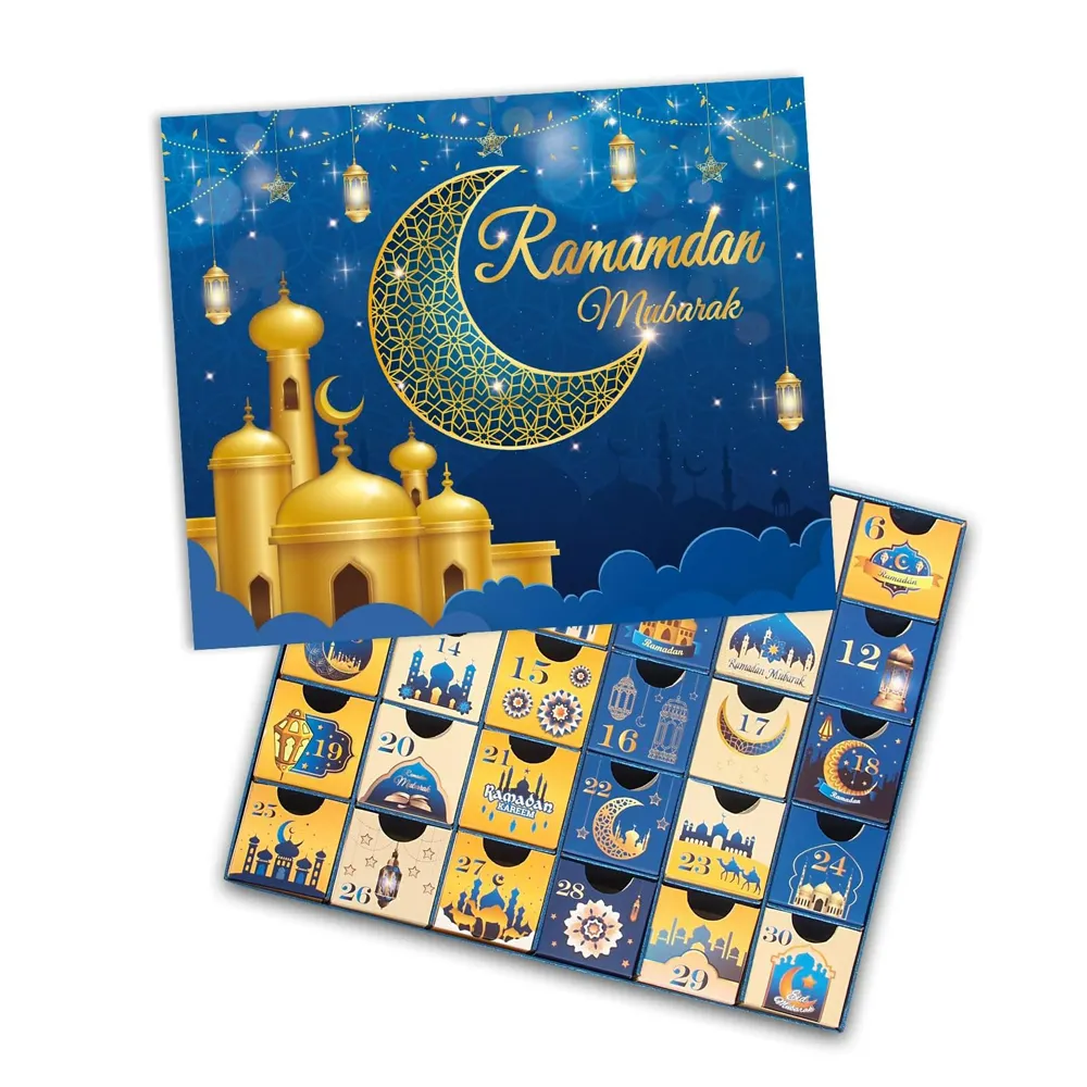 Ramadan Custom Printing Cardboard Paper Beauty Cosmetic Colorful Simple Pop Push Advent Calendar Christmas Gift Packaging Box