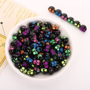 Halloween Colorful Skull Straight Hole Acrylic <b>Beads</b> for DIY Handmade Material <b>Bracelet</b> Key Chain Accessories - Product Image 6