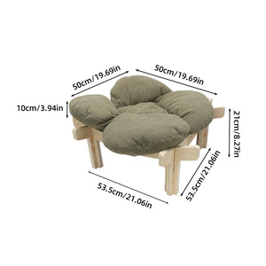 Wooden Cat <b>Bed</b> Sofa Oval Removable Washable Corduroy Pet Resting <b>Bed</b> For Cats Small Pet Nest - Product Image 4