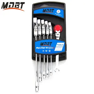 Set Kunci Pas Ratchet Fleksibel Universal, 6 Buah Alat Perbaikan Mobil Set Kunci Pas Ratchet