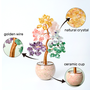 New Designed Crystal Money <b>Tree</b> Handmade Natural <b>Chakra</b> Stones Ceramic Cup Base Crystal <b>Tree</b> for Decoration - Product Image 2