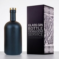 Bouteille en verre noir mat de qualité alimentaire de 500 ml, 750 ml, 1 L, prix d'usine, vente en gros, pour vodka, rhum, whisky, huile d'olive, avec couvercles