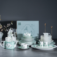Service de table de luxe en porcelaine fine, 48 pièces, assiettes en céramique anti-rayures, vaisselle en gros pour hôtels et cuisines