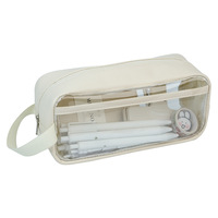 Trousse à crayons transparente en PVC style Instagram, couleur laiteuse, sac fourre-tout portable, organisateur étanche grande capacité, papeterie simple