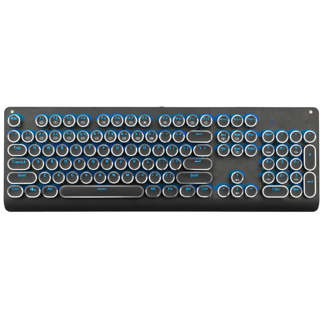 104-Key Retro Punk Typewriter USB Wired Gaming Keyboard Qwerty Layout Optical Operation LED Color Lighting