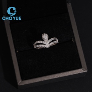 Elegant 925 Sterling Silver Pear Shape Moissanite Set Full Pave Accent Halo Ring Classic Bridal Engagement Wedding Jewelry <b>Gift</b> - Product Image 1