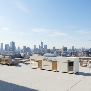 2026 Meuble de cuisine extérieur moderne en acier inoxydable avec barbecue électrique et brûleur latéral à 5 feux, pour mobilier de maison de piscine extérieure - Product Image 2
