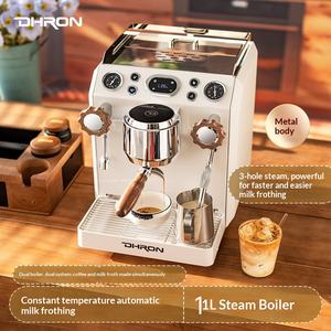 Machine à café semi-automatique professionnelle DHRON <span class=keywords><strong>DILAN</strong></span> Mavericks 7118A en acier inoxydable, petite machine à café commerciale italienne pour le thé au lait - Product Image 2