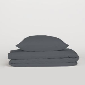 Juego de Funda de Edredón 100% Algodón Gris Oscuro Italiano Queen 250x200cm - Product Image 1