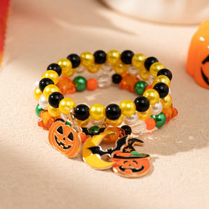 2025 bijoux multicouches citrouille fantôme Bracelet Ins couleur drôle Halloween perles élastiques en gros avec gouttes d'huile breloques - Product Image 6