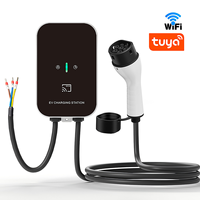 Nouvelle borne de recharge murale AC pour véhicules électriques Type 2 7kW 32A monophasée 220-250V 5m Écran tactile Noir CE RoHS