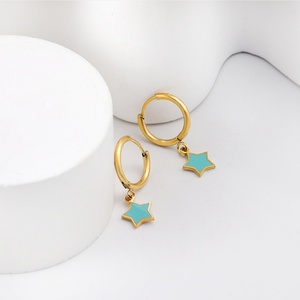 Pendientes de Moda de Oro de 18k con Diseño de Luna y Estrella, Joyería Vintage, Pendientes de Acero Inoxidable para Niñas, Mujeres y Niños - Product Image 6