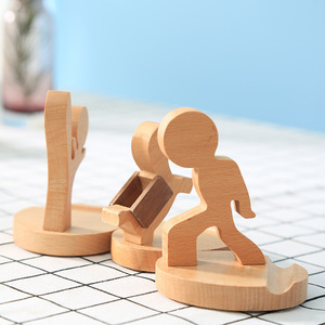 Soporte para teléfono Chuangtai de madera de haya, soporte creativo de madera para escritorio para teléfonos móviles con diseño de figura de Kung Fu - Product Image 2