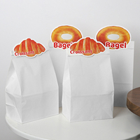 Sac en papier kraft de qualité alimentaire personnalisé avec étiquette de tête pour l'emballage de bagels, croissants, pains au levain et autres produits de boulangerie