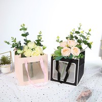 Sacs Cadeaux d'Emballage en Papier Carrés de Haute Qualité pour Bouquets de Fleurs, Gâteaux d'Anniversaire, Mariages, avec Fenêtre Transparente