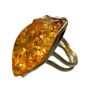 Natural Baltic Amber 925 Sterling Silver Ring Marquise Genuine Amber Various