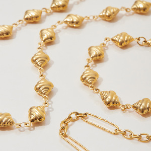 Conjunto de collar de acero inoxidable con diseño geométrico de pan para mujer, regalo de joyería, accesorio de moda - Product Image 2