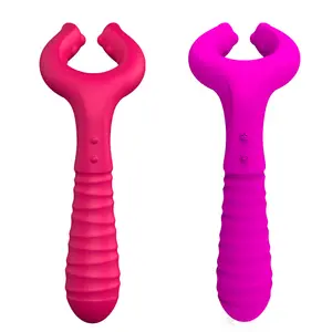 Popular cock ring double penetration vibrator sex toy for couple penis vagina