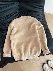 Wholesale Oversized Beige Knitted Sweater for School Campus Casual Outing Graphic Cartoon Cat Jacquard Pullover <strong>Jumper</strong> - Product Image 3